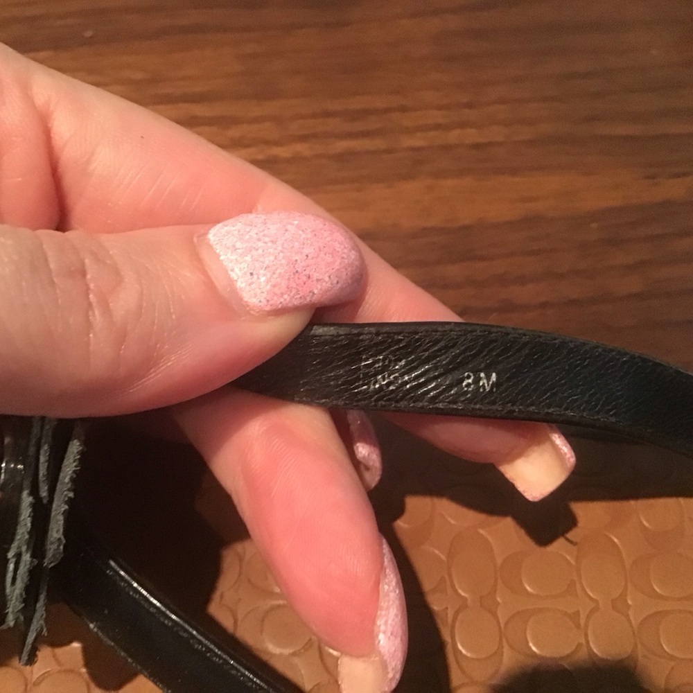 Coach‎ Lindy Black Patent Leather Floral Signature Thongs Flip Flops Sandals 8 - Picture 3 of 4